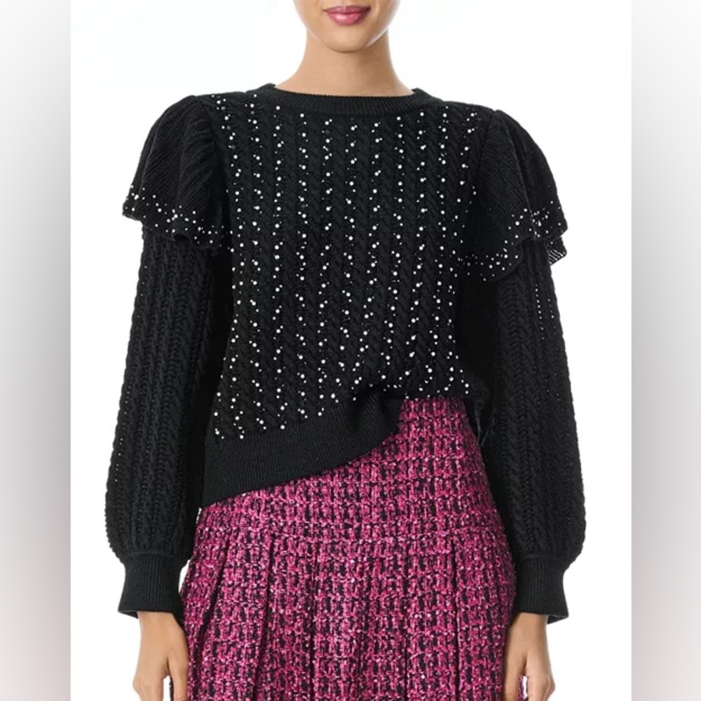 Alice + Olivia pearl ruffle sweater